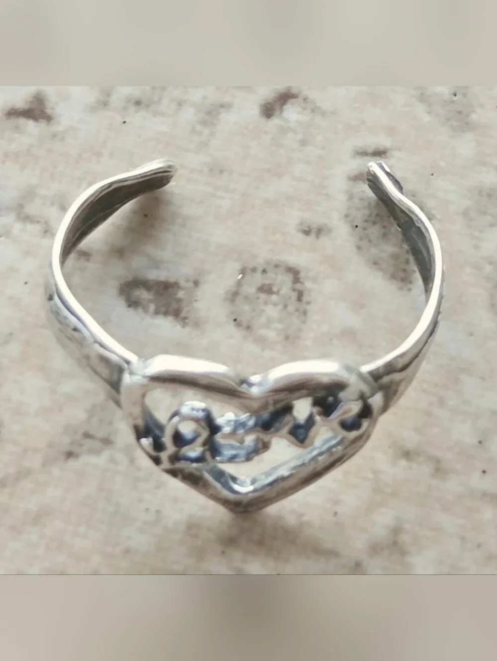 Vintage 90s Sterling Silver 925 Floating Heart LOVE Toe Ring Adjustable Pristine